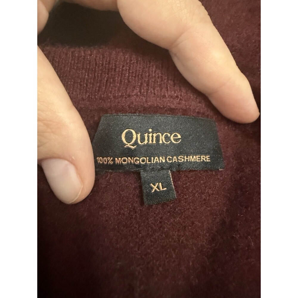 Quince Mongolian Cashmere Crewneck Boxy Sweater XL Quiet Luxury Rich Burgundy - Picture 3 of 6